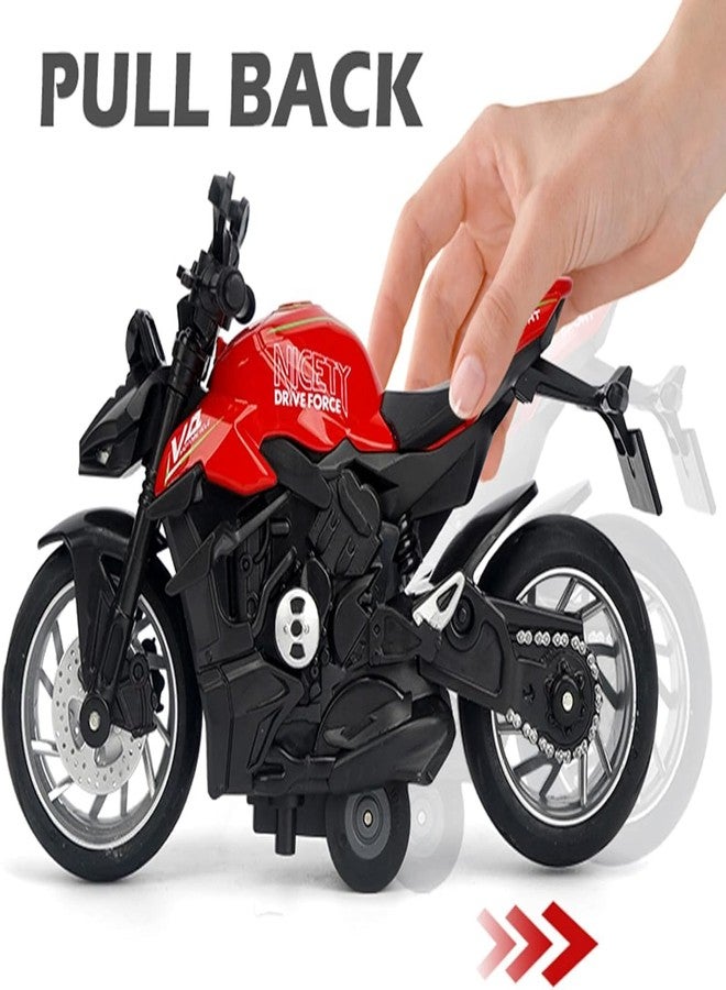 PLUSPOINT Diecast Motorcycle Toy Ducati Bike Scale Model,Pull Back Vehicles Alloy Simulation Superbike with Lights and Sound Also for Car Dashboard,Kids,Adult - Image 4